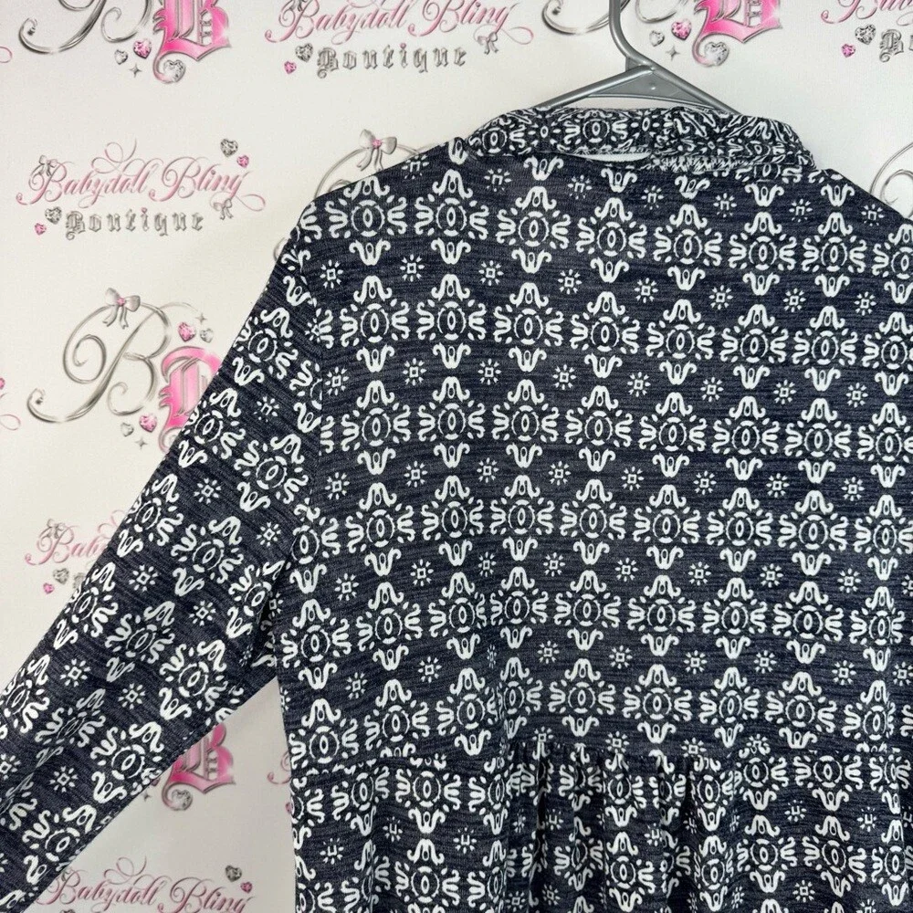 Dalia cardigan paisley open waterfall style comfy Black White Floral Cardigan
